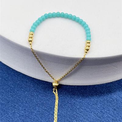 China TRENDY Using selected materials 1.45g/pr Blue beaded sliding bracelet bead slider bracelet for sale