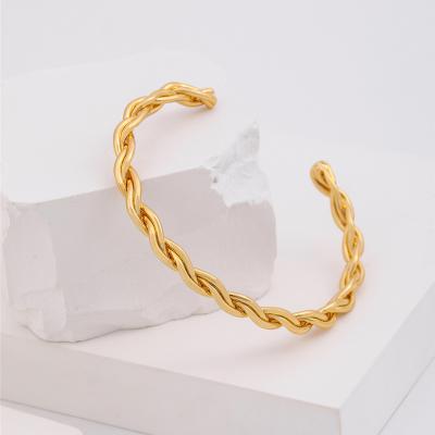 China TRENDY Advanced combination Braided twisted brass wire cuff vine bracelet for sale