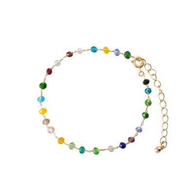 China TRENDY Reasonable price 18K GOLD PLATED Multi color glass bead bracelet for sale