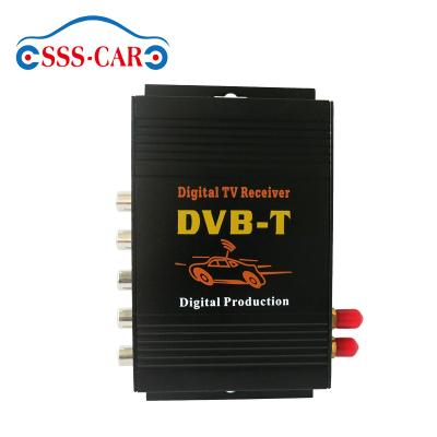 China Dvb-t car dvb-t digital tv receiver mpeg-4 2 tuner 2 antennas car set top box with 180km/h high speed for sale