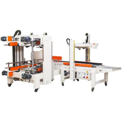 China Automatic Food Box Corner Sealer High Speed ​​Conveyor Belt Big Four Sided Carton Sealer Machine With Labeling for sale