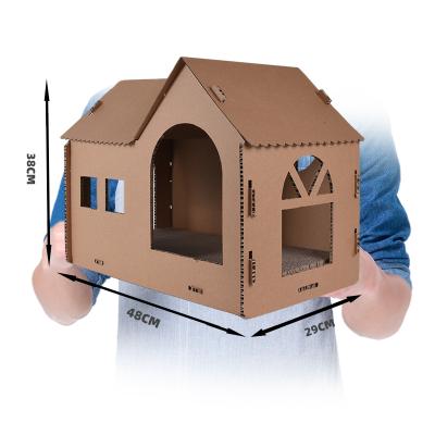 China Sustainable Cat House Corrugated Cardboard Cat House DIY Cat Scratch Board for sale