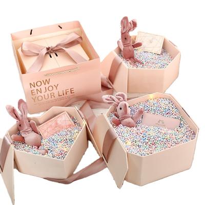 China Recycled Materials Valentine's Day Packaging Cardboard Gift Box Cardboard Boxes For Gift Packing With Ribbon for sale