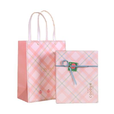 China Tartan Design Custom Colorful Biodegradable Packaging Gift Package Pink Printed Paper Box for sale