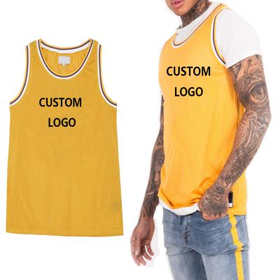 China OEM Factory Gym Logo Men's Sleeveless Casual Tank Tops Breathable Polyester Sports Wear Custom Basketball QUICK DRY Fitness High Quality for sale