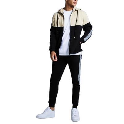 China Wholesale Custom Made Breathable Logo Two Pieces Set Men Sports Color Block Sweatsuit Loungewear Tracksuit With High Quality for sale