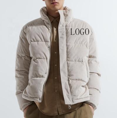 China New custom logo Anti-wrinkle shinny men's white warm thick jacket down coat plus size bubble corduroy jacket men with high quality for sale