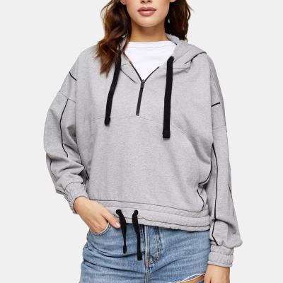 China OEM Custom Logo Cotton Sweatshirt Factory QUICK DRY For Women Zipper Crop Top Sports Hoodies With High Quality for sale