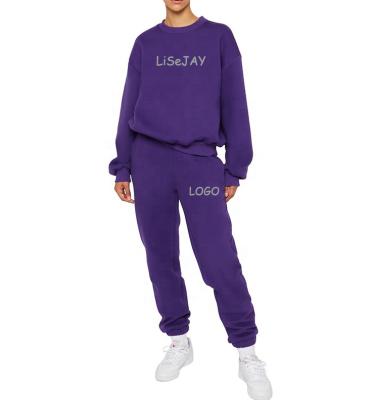 China Custom Logo Tracksuits New Tracksuits Warm Cotton Fleece Women Oversized Sweatsuit Legging Fitness Lady Plus Size Casual Sportswear Breathable for sale