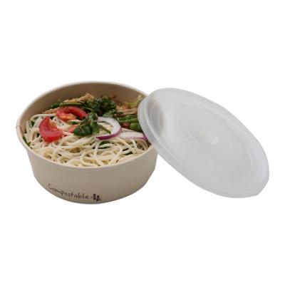 China Hot Selling Disposable Disposable Take Away Kraft Paper Salad Bowl With Lid 1100ml PET Kraft Paper Salad Bowl for sale