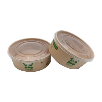 China Wholesale Disposable Kraft Paper Salad Bowl With Lid Support Custom for sale