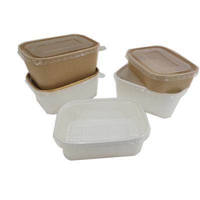 China Custom Disposable Paper Bowl Disposable Square Biodegradable Food Wrap Square Rectangle Paper Salad Bowl for sale