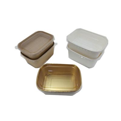 China Custom High Quality Disposable Custom Food Factory Food Grade Packaging Paper Leakproof Rectangular Paper Box And Lid for sale