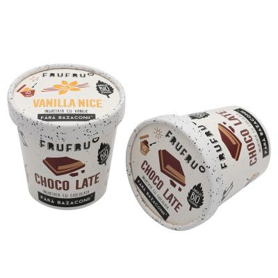 China Disposable eco-friendly custom ice cream cup packaging paper containers and frozen yogurtdisposable ice cream cup for sale