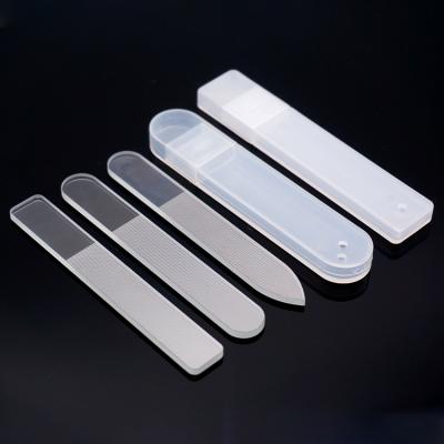 China Mini Nano Polishing Glass Crystal Baby Korea Laser Etched Shiny 9cm Square Main Polish Custom Logo Set Glass Nail File With Case for sale