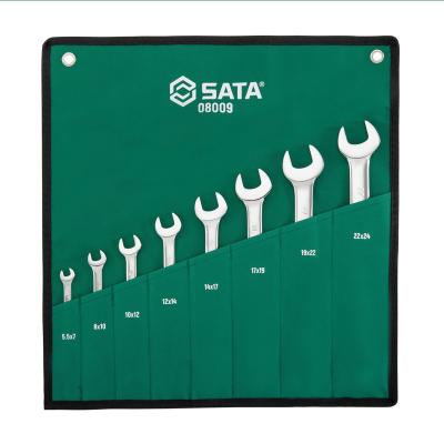 China SATA Industrial Fully Polished Wholesale 8 Piece Double Open Ended Wrench Sets Handle Industrial Spanner Wrench Set for sale