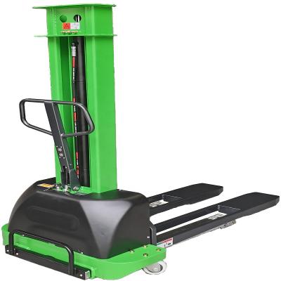 China Hotels 500kg 1000kg Full Electric Portable Self Loading Stacker 1100mm 1300mm for sale