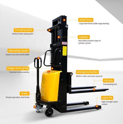 China Hotels Portable Electric Forklift 1.5 Ton Hand Mini Lifter Stacker Forklift for sale