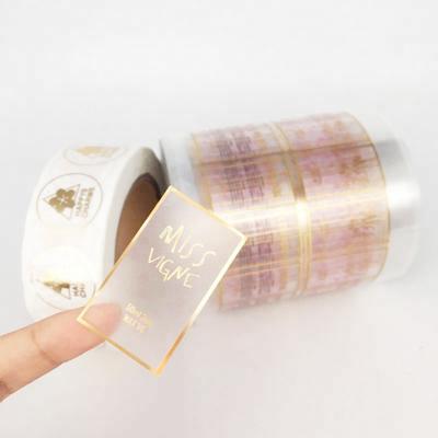 China Customized Printing Clear Stickers Waterproof Self Adhesive Logo Transparent Gold Foil Label for sale