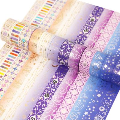 China Waterproof Custom Printing Starry Fita Sky Pita Washi Silver Glitter Decorative Paper Tape Gold Foil Bronzing Washi Tape for sale