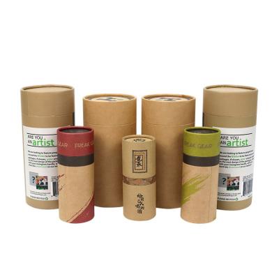 China Eco Friendly OEM Recyclable Kraft Paper Tea Round Box Custom Logo Food Matte Paper Tube Cylinder Packaging for sale