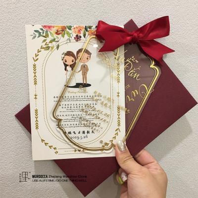 China Europe Transparent Acrylic Wedding RSVP Cards Match White Paper Wraps Acrylic Wedding Invitations With Box for sale