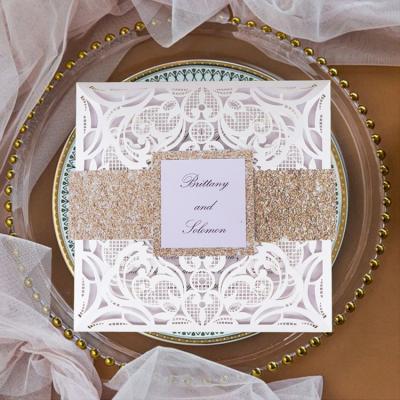 China Europe Laser Cut Luxury Wedding Invitations Custom Printing Handmade Greeting Card for sale