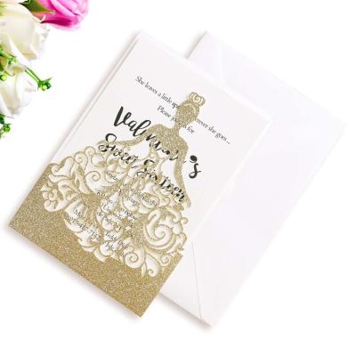 China Custom printing Europe gold stamping laser cut luxury tarjeta de boda personalized invitation cards for wedding with envelope for sale