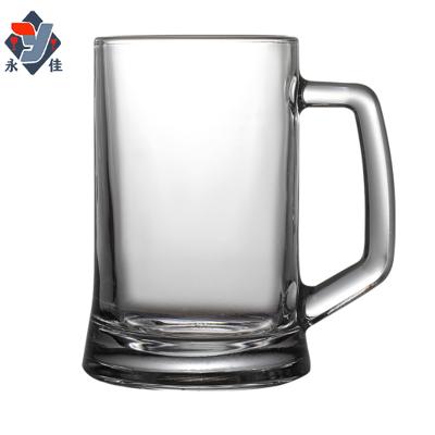 China Thickened and drop-resistant beer mug crystal glass link the mug of large in the cup, and print the logo of heat-resistant household for sale