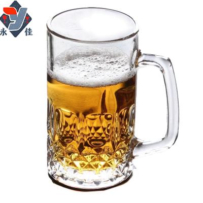 China Diamond Large Capacity 600ml Thickened And Drop Resistant Bottom With Handle Brewed Beer Mug Bar KTV Thickened Draft Beer Mug Processable Logo for sale