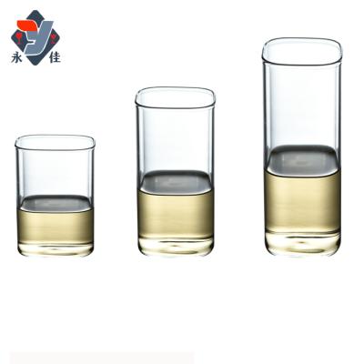 China Thickened Customizable Patterned Heat Resistant Glass Straight Glass Tea Set Square Juice Milk Cup for sale