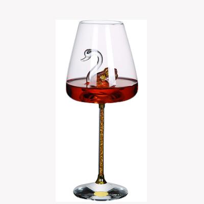 China Durable European high-end luxury European-style lead-free crystal swan wine goblet household style wine goblet for sale