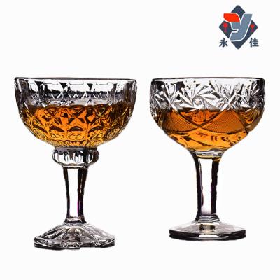 China Durable Butterfly Glass Champagne Champagne Goblet Diamond Red Wine Glass Cut Out Glass for sale