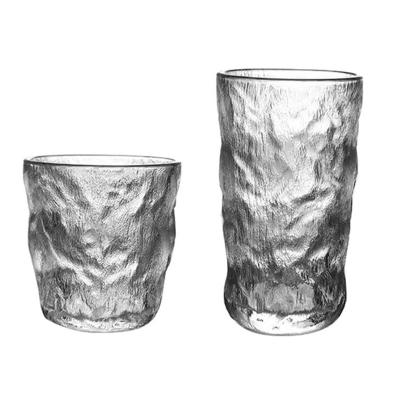 China Creative Wholesale Durable European Style Bark Pattern Wine Glass Tumbler Frosted Whiskey Cup Glacier Rock Glass Tumbler for sale