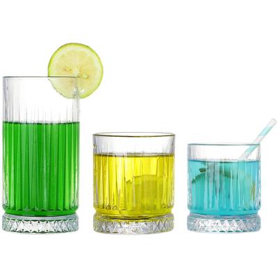 China Hot Lead Free Crystal Glass Ripple Stripe Wine Glass Ice Cream Thickened Whiskey Glass Cup for sale