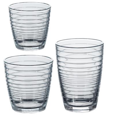 China 415ml V Shape Sustainable Drinking Glass Juice Cups Tumblers Water Cup With Circle Designs for sale