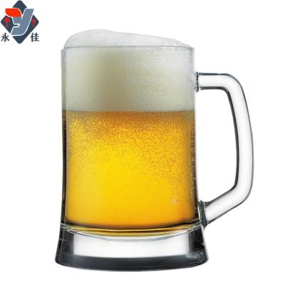 China Tall Viable Lead Free Glass With Handle Heat Resistant Thick Bottom Beer Cup Tea Cup Juice Drinks Mug for sale