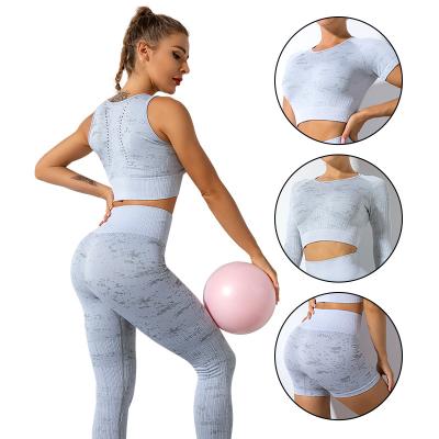 China Gymonna Ladies Outdoor Sports Five-Piece Quick-Dry Breathable Seamless Fitness Suit for sale