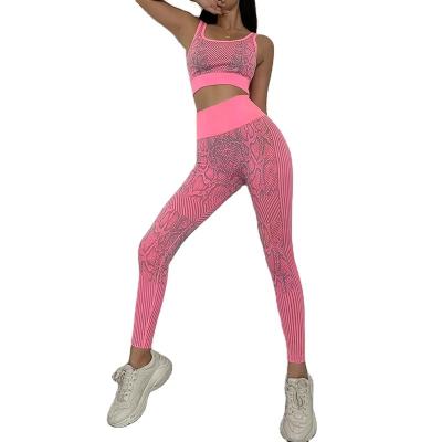 China Gymonna Antibacterial Sets Workout Women Tight Bra and Short Leggings Yoga Sets Snake Pattern Suit for sale