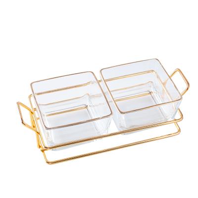 China Sustainable Hot Selling Dried Fruit Dish Bowls Serving Dishes Set Glass Snack Tray For Hotel for sale