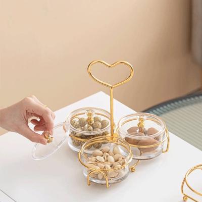 China Viable Design Gold Color Unique Design Snack Tray Dried Fruit Dish Hotel Gold Foil Tray With Lid for sale