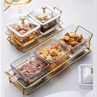 China Sustainable Hot Selling Crystal Glass Fruit Tray Dishes Snacks And Dishes Sets Candy Bowl For Wedding for sale