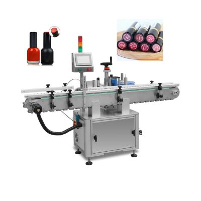 China Automatic Top Bottom Tube Sticker Lipstick Lip Balm Nail Polish Food High Precision Round Bottle Labeling Machine for sale