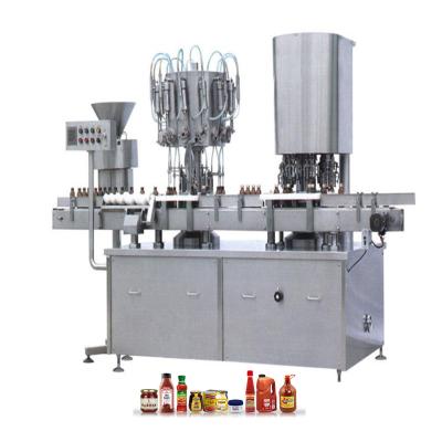 China Food Customized Production Line Automatic PET Linear Glass Bottle Filling Juice Meat Paste Plastic Capping Machine for sale