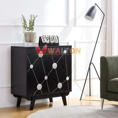 China Modern Modern Storage Cabinet with Acrylic Mirrors Floor Standing Sideboard Cabinet with 2 Doors and Adjustable Shelf for Living Room for sale