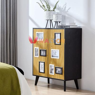 China Farmhouse Accent Cabinet with Organizer Anti-Dipping Wood Storage Floor Standing Bar Cabinet Sideboard Cabinet for Bedroom Living Room for sale