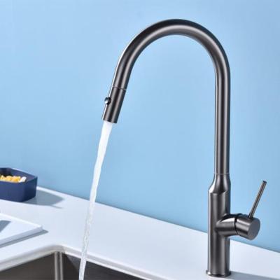 China Spray /Stream Customized High Quality Stainless Steel Mixer Taps Commercial Contemporary Spring Pull Down Spray Kitchen Faucet for sale