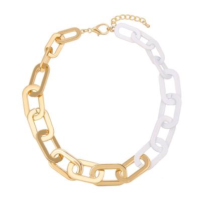 China CLASSIC 2021Exaggerated Personality Retro Two-color Stitching Metal Clavicle Chain for sale