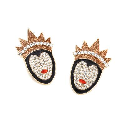 China 2021 CLASSIC Halloween Crown Queen Earrings Fun Exaggerated Alloy Diamond Earrings for sale