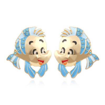 China 2021 New Drip Personality Diamond Clownfish Earrings Cute Colorful CLASSIC Cartoon Ocean Earrings for sale